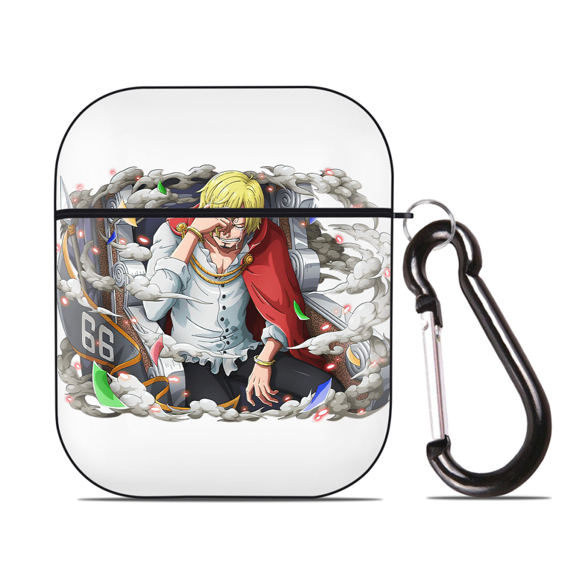 （画像用） ワンピース サンジ ONE PIECE Sanji AirPods 第2世代保護ケース ハードシェル ブラック 耐衝撃・防指紋・カラビナ付き