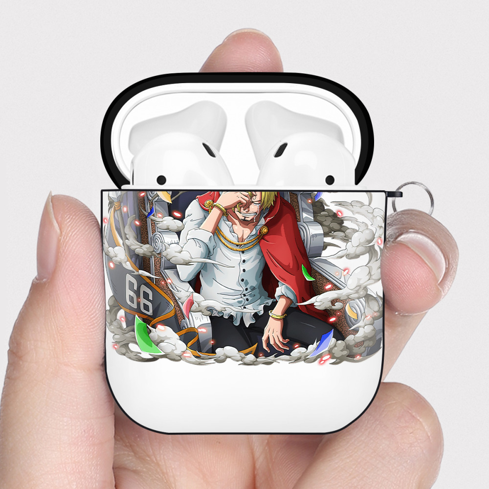 ワンピース サンジ ONE PIECE Sanji AirPods 第2世代保護ケース ハードシェル ブラック 耐衝撃・防指紋・カラビナ付き