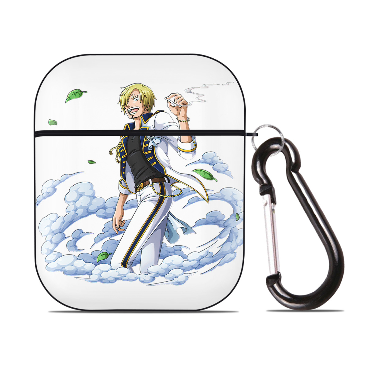 （画像用） ワンピース サンジ ONE PIECE Sanji AirPods 第2世代保護ケース ハードシェル ブラック 耐衝撃・防指紋・カラビナ付き