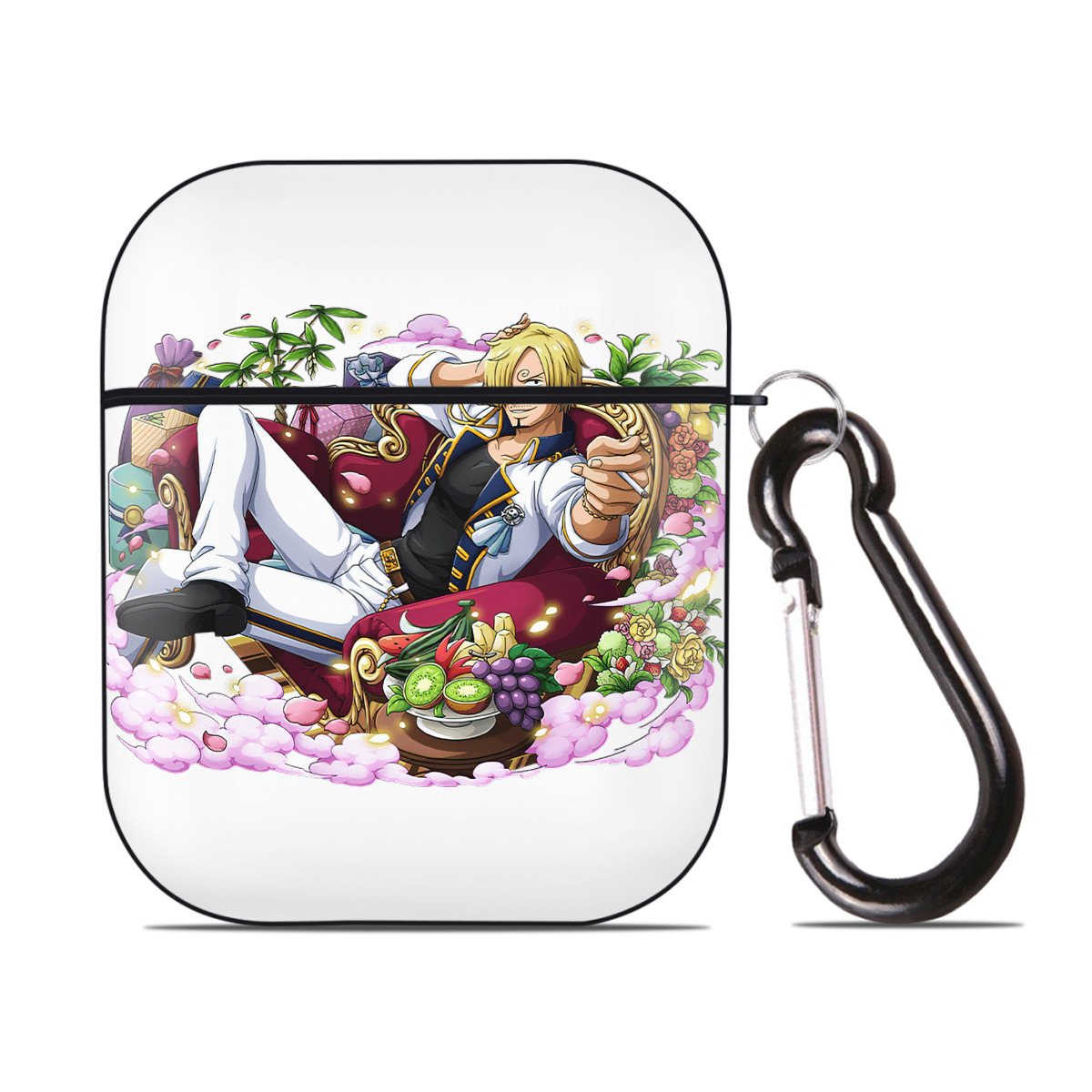（画像用） ワンピース サンジ ONE PIECE Sanji AirPods 第2世代保護ケース ハードシェル ブラック 耐衝撃・防指紋・カラビナ付き