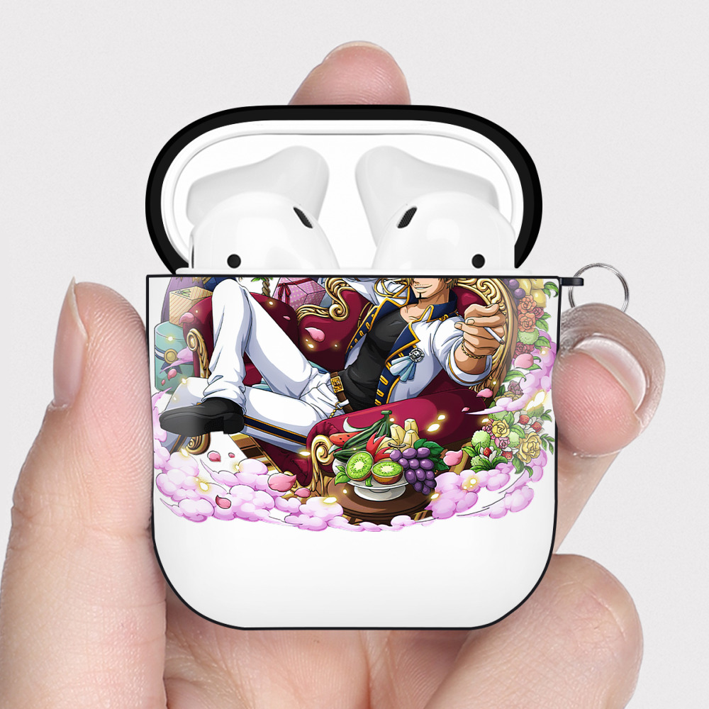 ワンピース サンジ ONE PIECE Sanji AirPods 第2世代保護ケース ハードシェル ブラック 耐衝撃・防指紋・カラビナ付き
