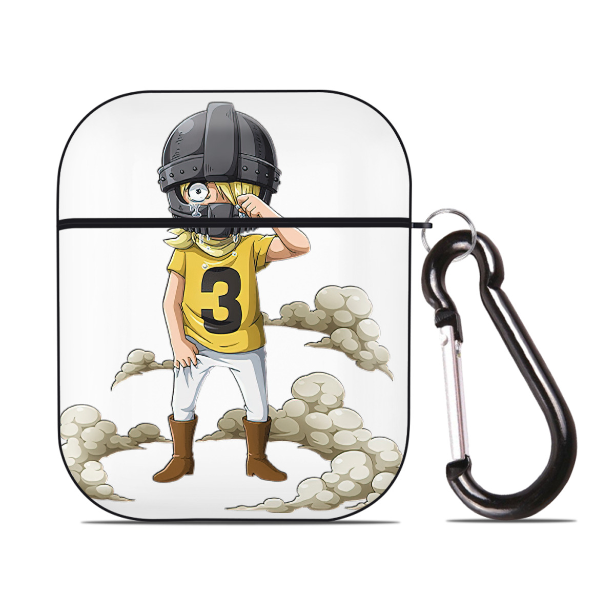 （画像用） ワンピース サンジ ONE PIECE Sanji AirPods 第2世代保護ケース ハードシェル ブラック 耐衝撃・防指紋・カラビナ付き