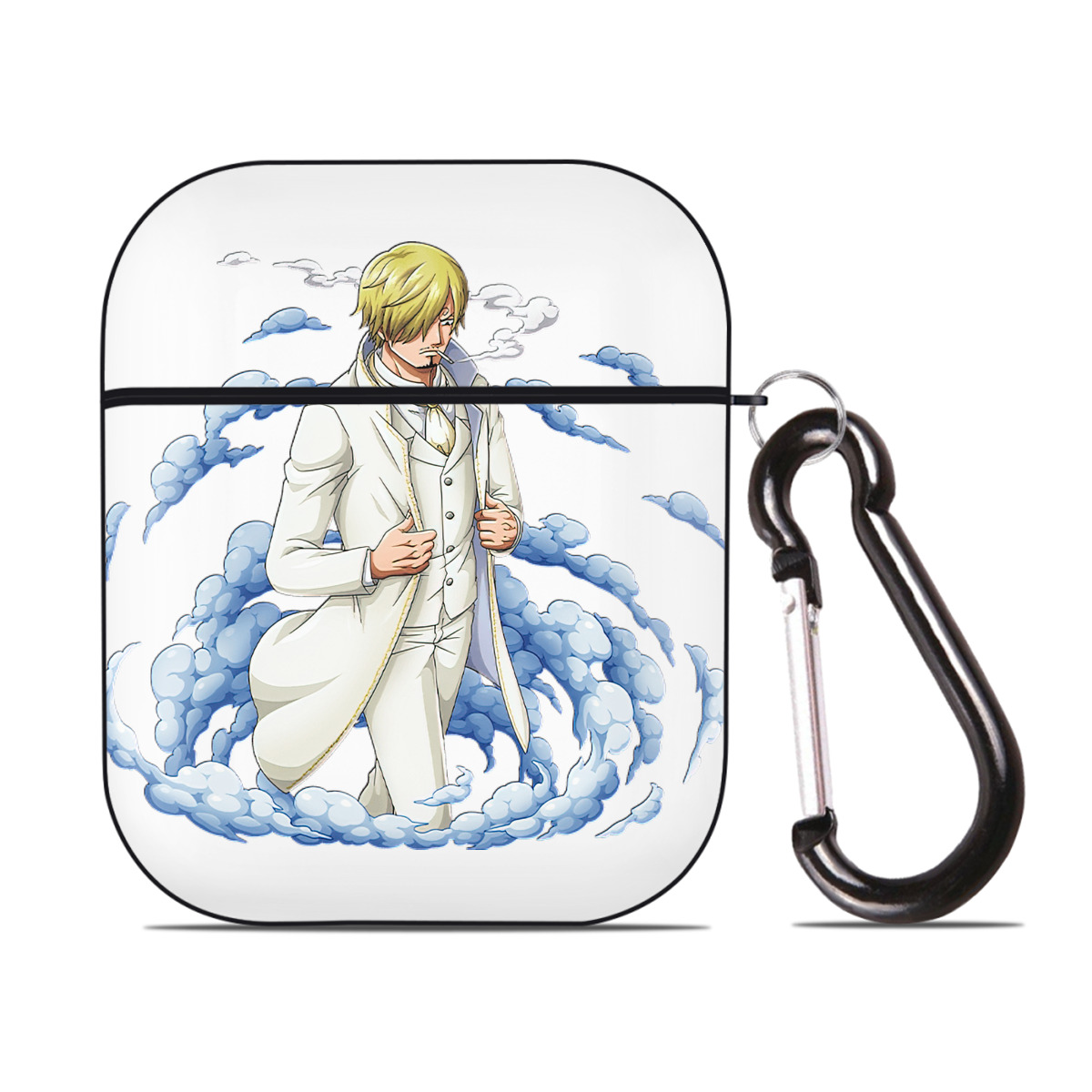 （画像用） ワンピース サンジ ONE PIECE Sanji AirPods 第2世代保護ケース ハードシェル ブラック 耐衝撃・防指紋・カラビナ付き