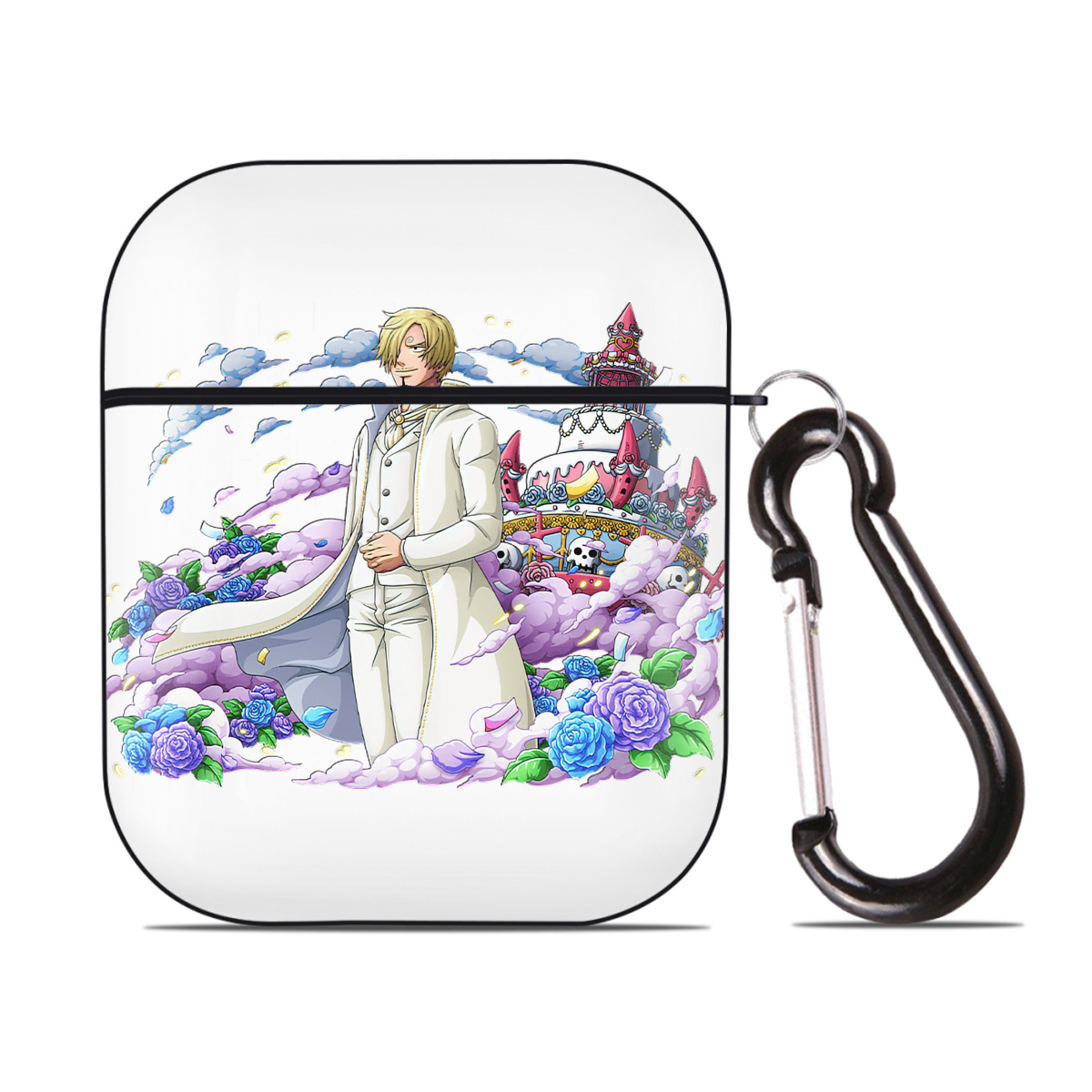 （画像用） ワンピース サンジ ONE PIECE Sanji AirPods 第2世代保護ケース ハードシェル ブラック 耐衝撃・防指紋・カラビナ付き