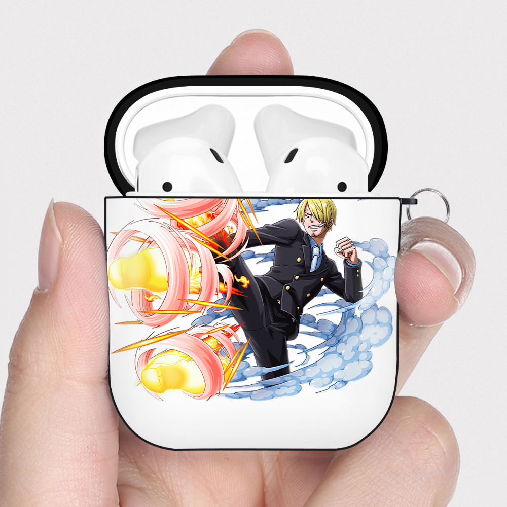 ワンピース サンジ ONE PIECE Sanji AirPods 第2世代保護ケース ハードシェル ブラック 耐衝撃・防指紋・カラビナ付き