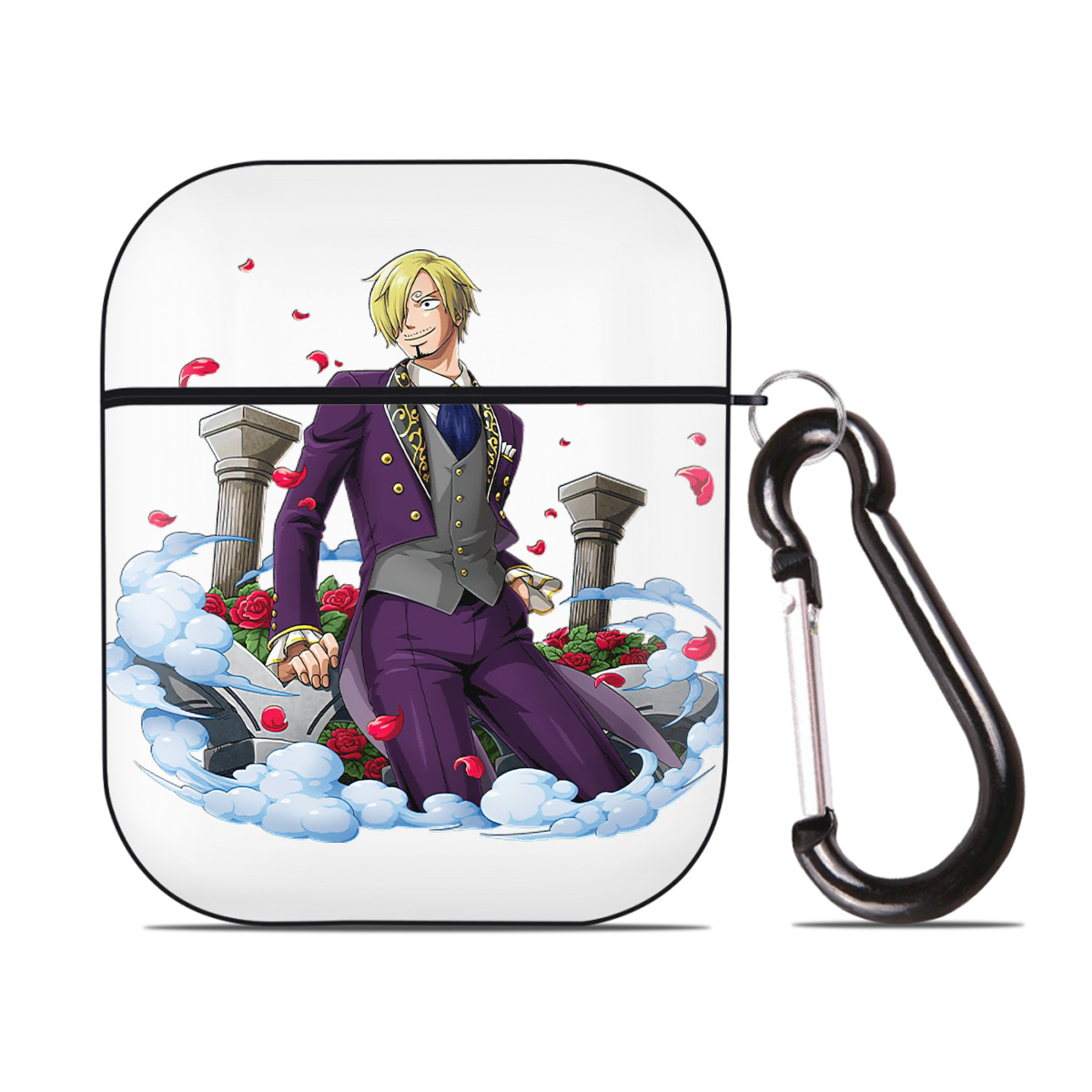（画像用） ワンピース サンジ ONE PIECE Sanji AirPods 第2世代保護ケース ハードシェル ブラック 耐衝撃・防指紋・カラビナ付き