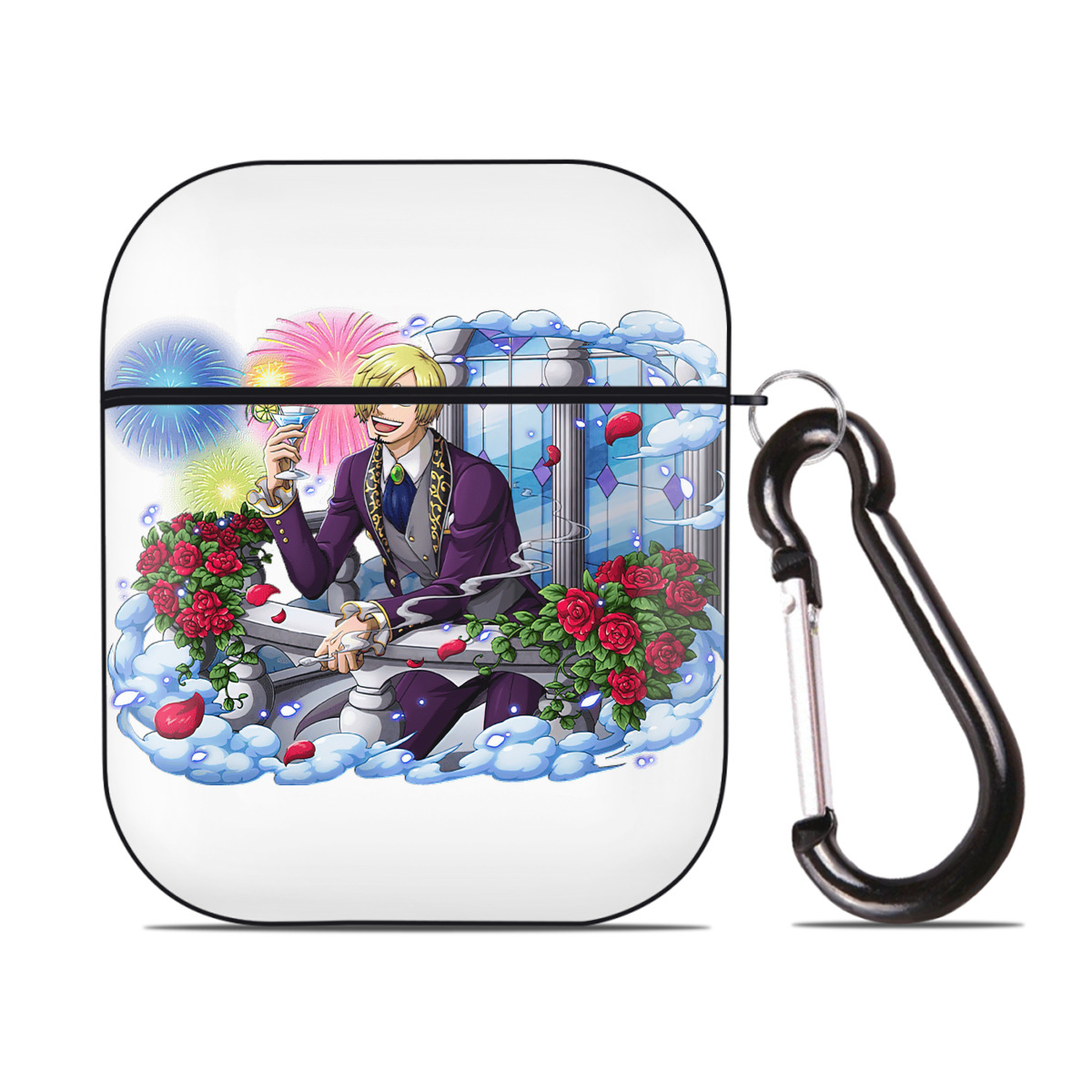 ワンピース サンジ ONE PIECE Sanji AirPods 第2世代保護ケース ハードシェル ブラック 耐衝撃・防指紋・カラビナ付き
