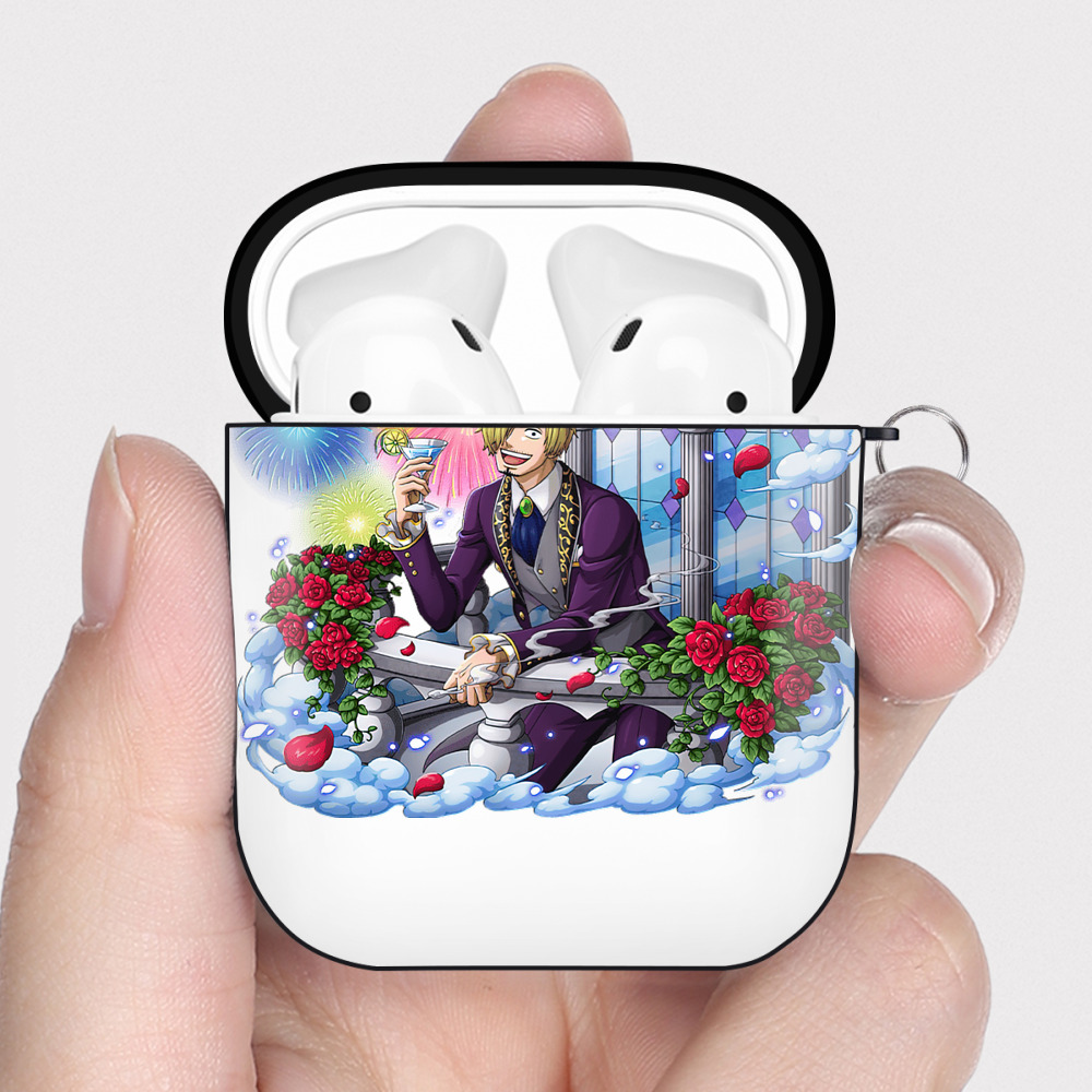 ワンピース サンジ ONE PIECE Sanji AirPods 第2世代保護ケース ハードシェル ブラック 耐衝撃・防指紋・カラビナ付き