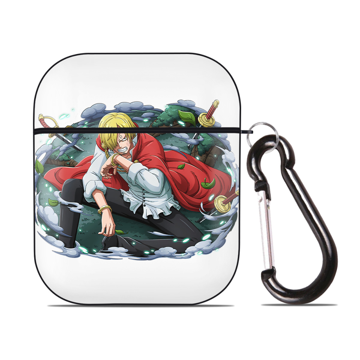 ワンピース サンジ ONE PIECE Sanji AirPods 第2世代保護ケース ハードシェル ブラック 耐衝撃・防指紋・カラビナ付き