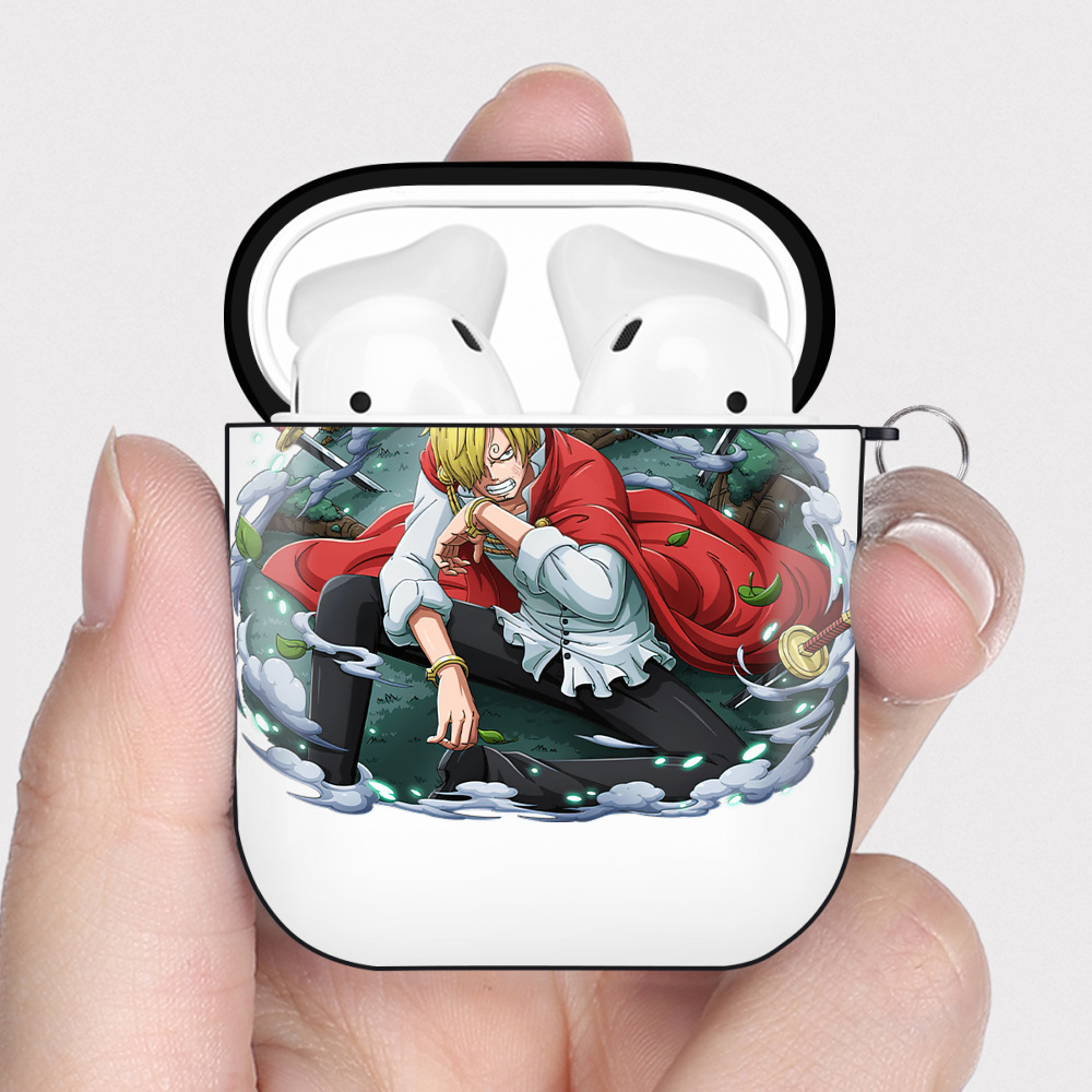 ワンピース サンジ ONE PIECE Sanji AirPods 第2世代保護ケース ハードシェル ブラック 耐衝撃・防指紋・カラビナ付き