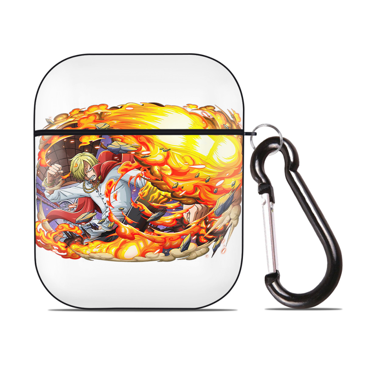 ワンピース サンジ ONE PIECE Sanji AirPods 第2世代保護ケース ハードシェル ブラック 耐衝撃・防指紋・カラビナ付き