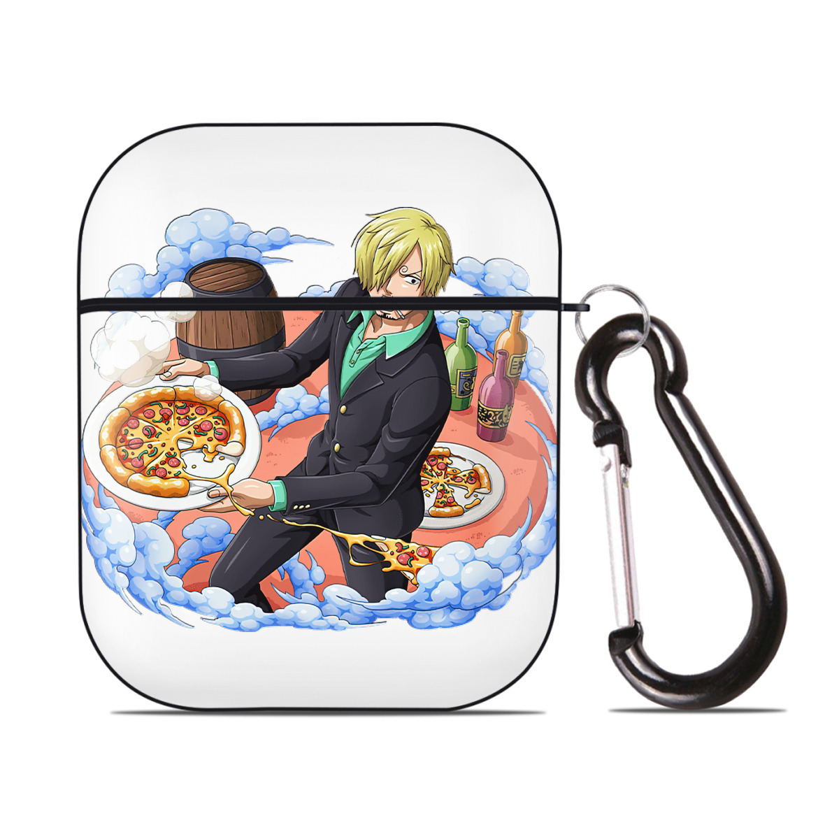 ワンピース サンジ ONE PIECE Sanji AirPods 第2世代保護ケース ハードシェル ブラック 耐衝撃・防指紋・カラビナ付き