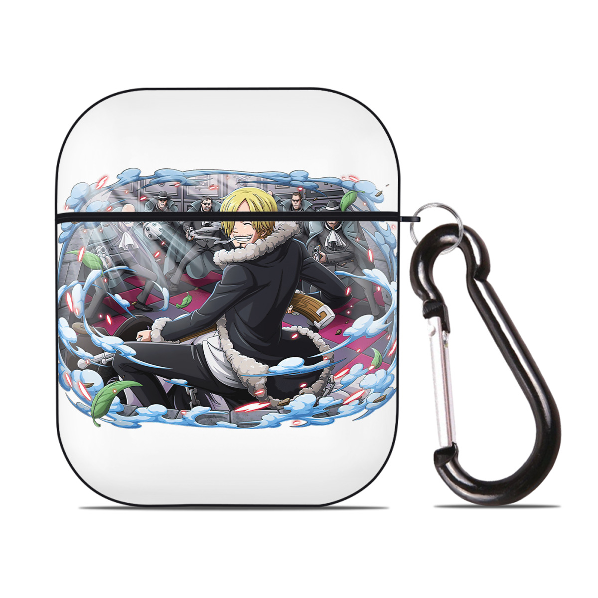 ワンピース サンジ ONE PIECE Sanji AirPods 第2世代保護ケース ハードシェル ブラック 耐衝撃・防指紋・カラビナ付き