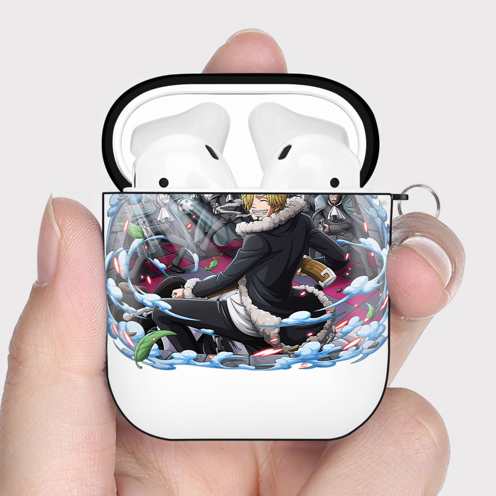 ワンピース サンジ ONE PIECE Sanji AirPods 第2世代保護ケース ハードシェル ブラック 耐衝撃・防指紋・カラビナ付き