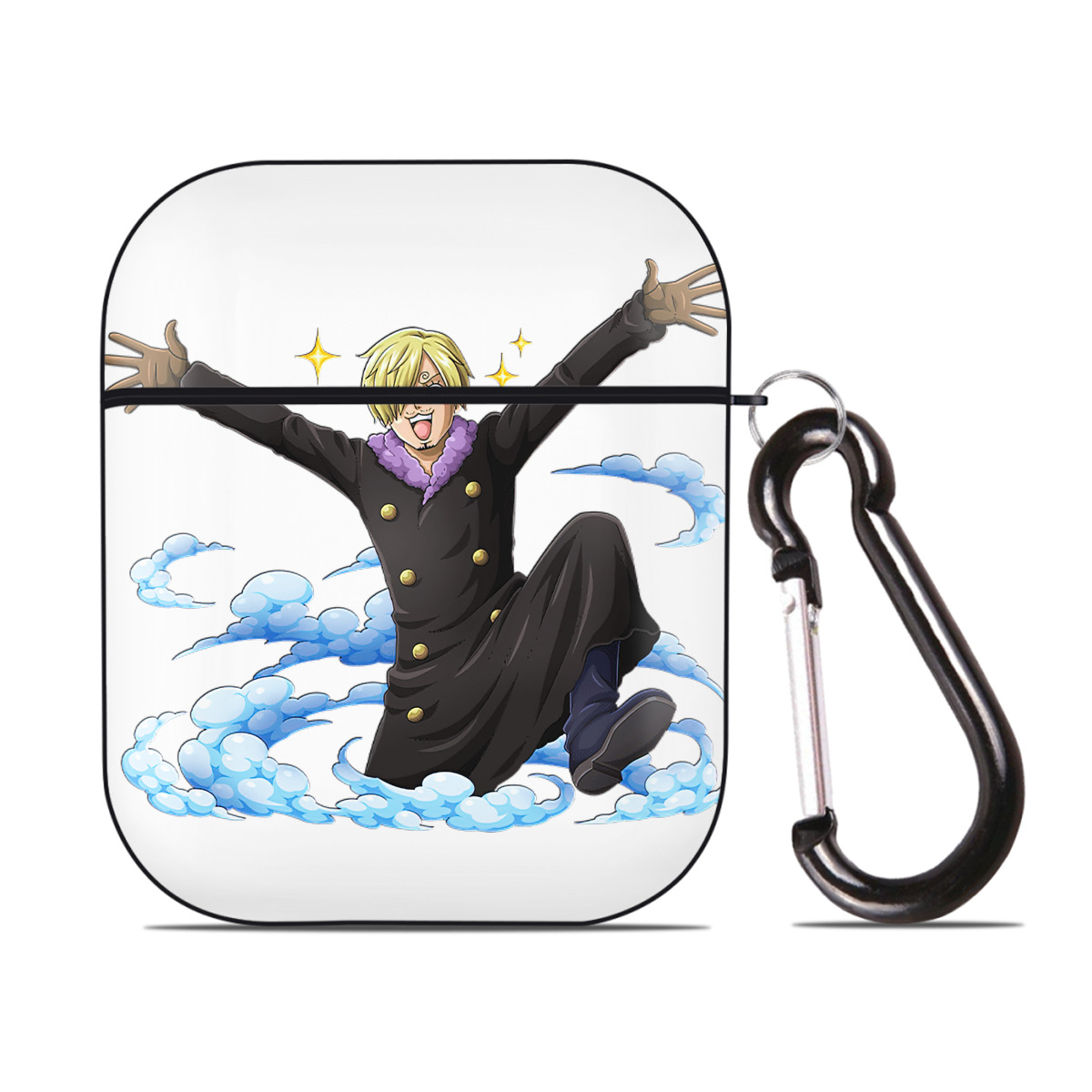 ワンピース サンジ ONE PIECE Sanji AirPods 第2世代保護ケース ハードシェル ブラック 耐衝撃・防指紋・カラビナ付き