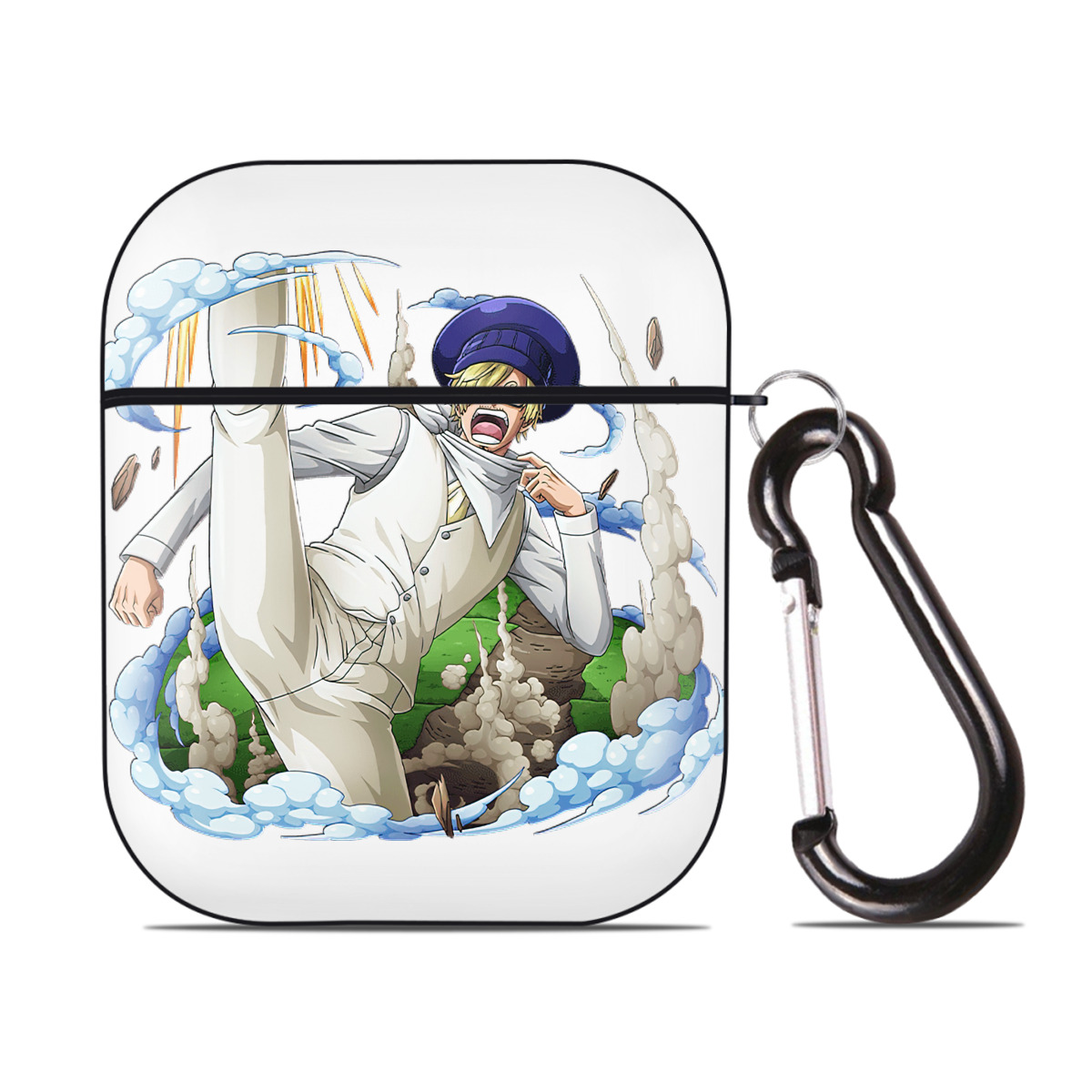 ワンピース サンジ ONE PIECE Sanji AirPods 第2世代保護ケース ハードシェル ブラック 耐衝撃・防指紋・カラビナ付き