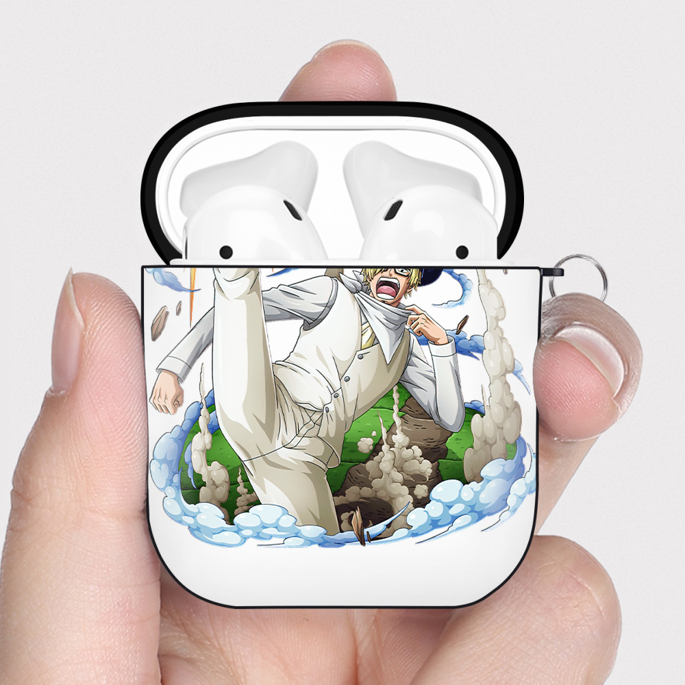 ワンピース サンジ ONE PIECE Sanji AirPods 第2世代保護ケース ハードシェル ブラック 耐衝撃・防指紋・カラビナ付き