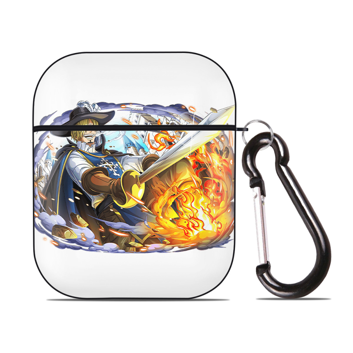 ワンピース サンジ ONE PIECE Sanji AirPods 第2世代保護ケース ハードシェル ブラック 耐衝撃・防指紋・カラビナ付き