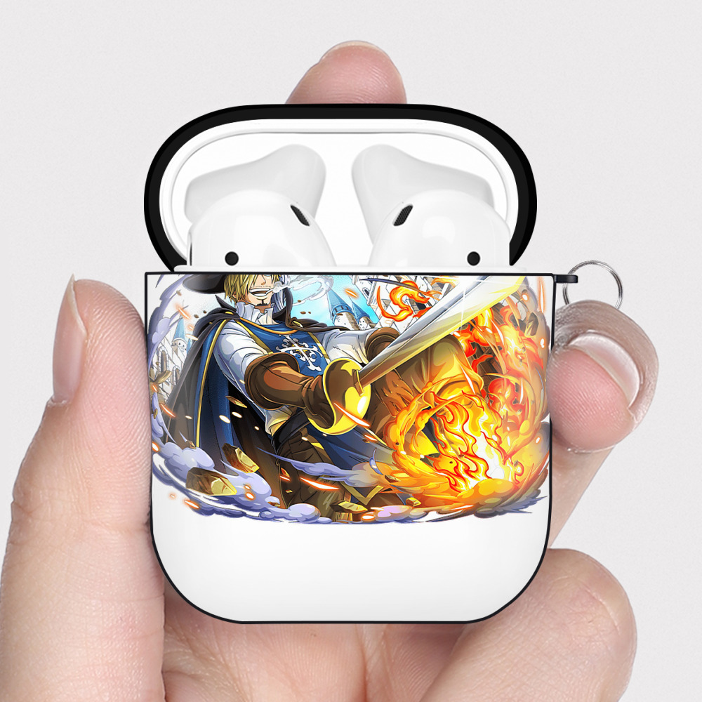 ワンピース サンジ ONE PIECE Sanji AirPods 第2世代保護ケース ハードシェル ブラック 耐衝撃・防指紋・カラビナ付き