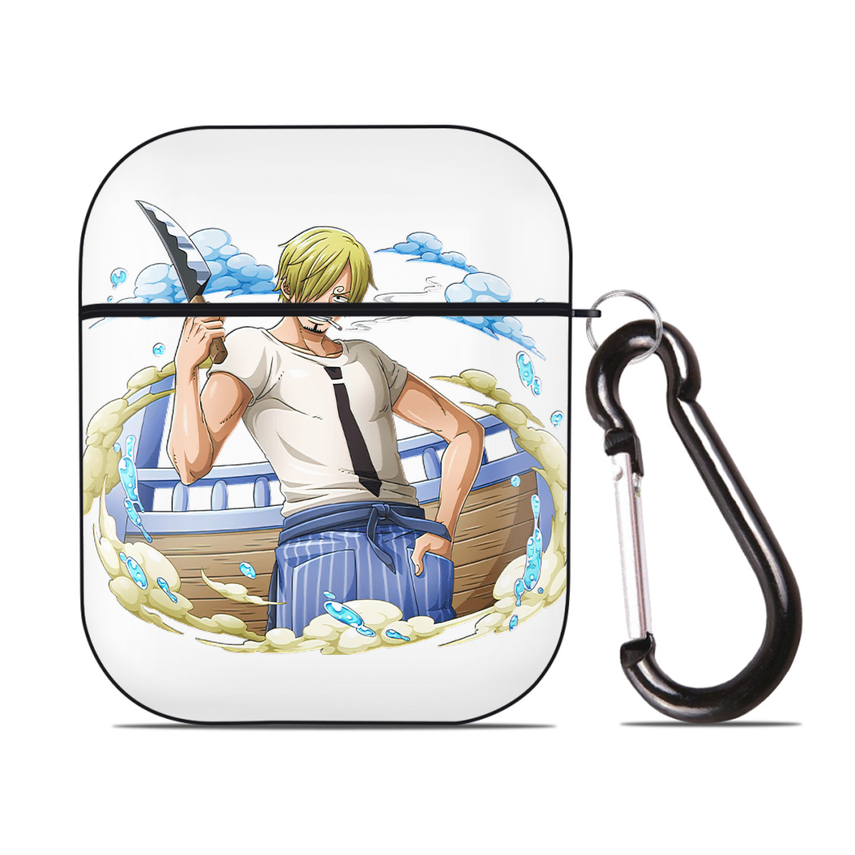 ワンピース サンジ ONE PIECE Sanji AirPods 第2世代保護ケース ハードシェル ブラック 耐衝撃・防指紋・カラビナ付き