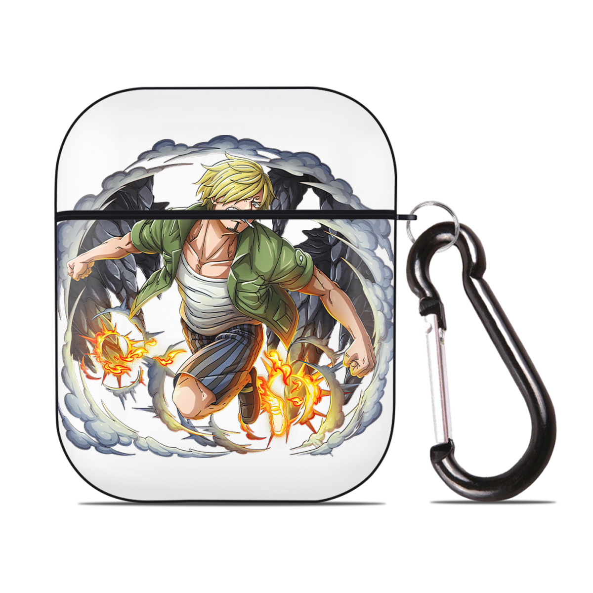 ワンピース サンジ ONE PIECE Sanji AirPods 第2世代保護ケース ハードシェル ブラック 耐衝撃・防指紋・カラビナ付き