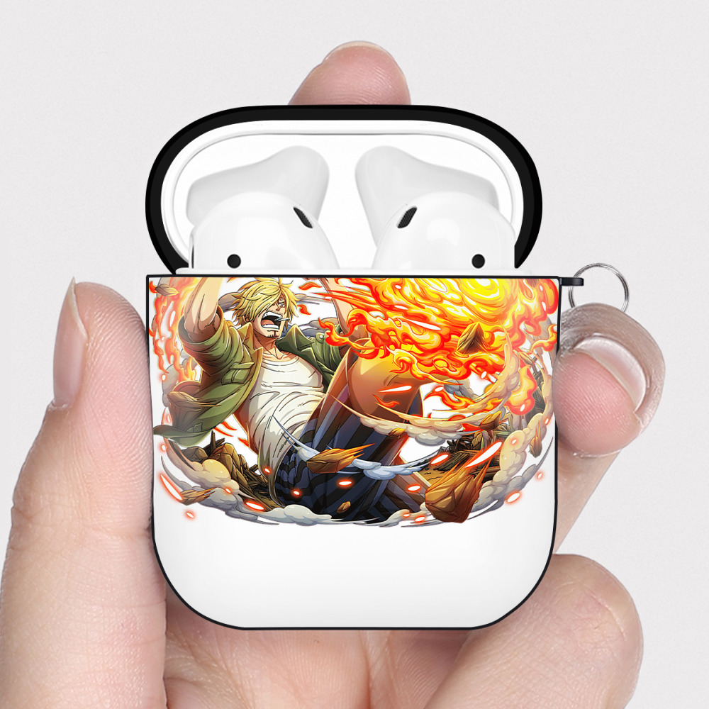 ワンピース サンジ ONE PIECE Sanji AirPods 第2世代保護ケース ハードシェル ブラック 耐衝撃・防指紋・カラビナ付き