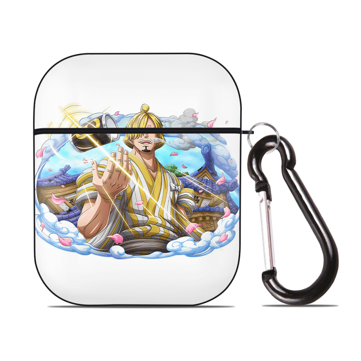 ワンピース サンジ ONE PIECE Sanji AirPods 第2世代保護ケース ハードシェル ブラック 耐衝撃・防指紋・カラビナ付き