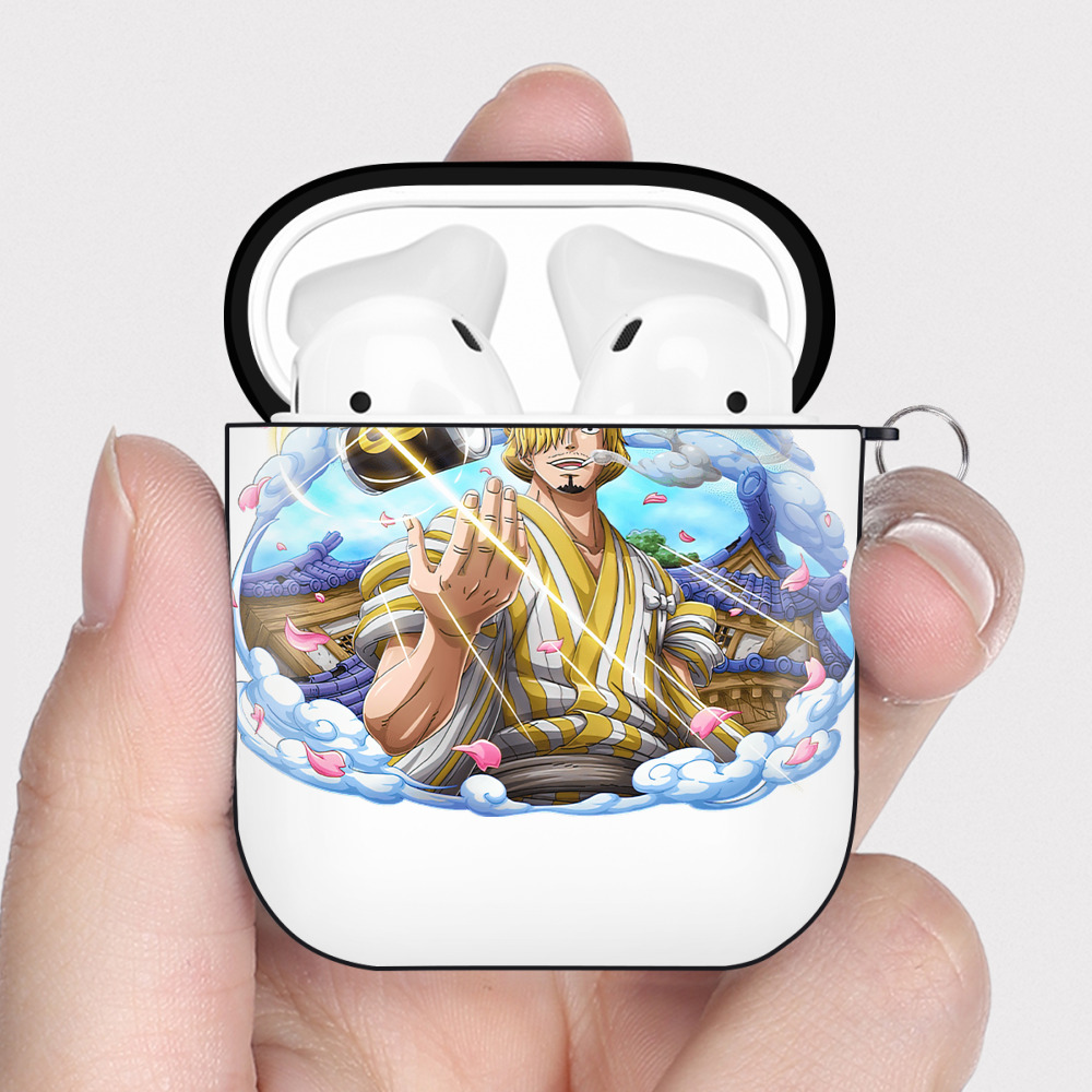 ワンピース サンジ ONE PIECE Sanji AirPods 第2世代保護ケース ハードシェル ブラック 耐衝撃・防指紋・カラビナ付き
