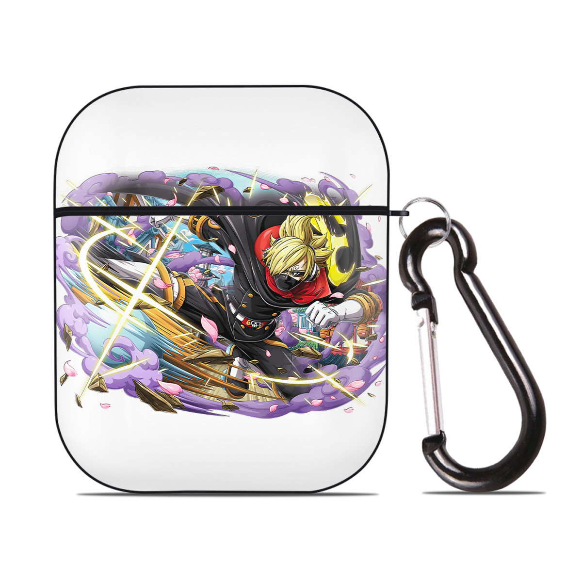 ワンピース サンジ ONE PIECE Sanji AirPods 第2世代保護ケース ハードシェル ブラック 耐衝撃・防指紋・カラビナ付き