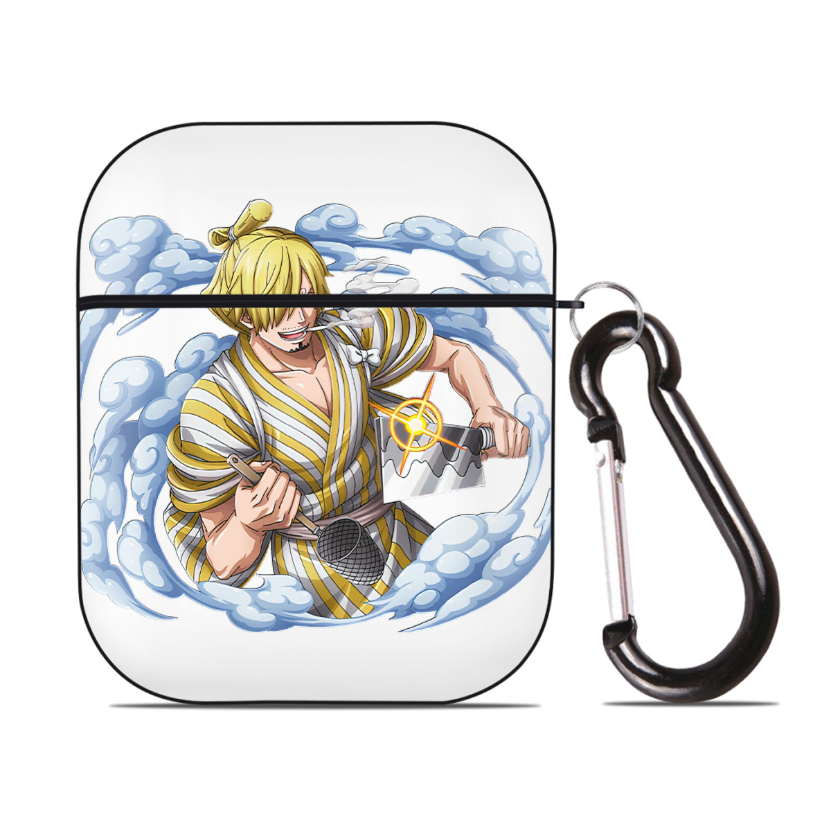 ワンピース サンジ ONE PIECE Sanji AirPods 第2世代保護ケース ハードシェル ブラック 耐衝撃・防指紋・カラビナ付き