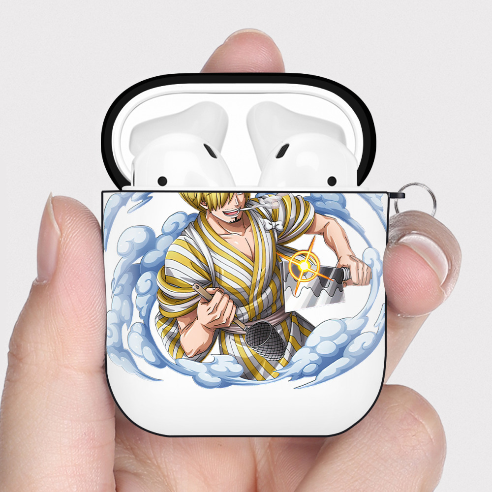 ワンピース サンジ ONE PIECE Sanji AirPods 第2世代保護ケース ハードシェル ブラック 耐衝撃・防指紋・カラビナ付き