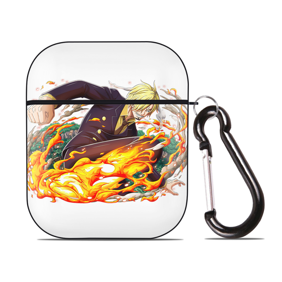 ワンピース サンジ ONE PIECE Sanji AirPods 第2世代保護ケース ハードシェル ブラック 耐衝撃・防指紋・カラビナ付き