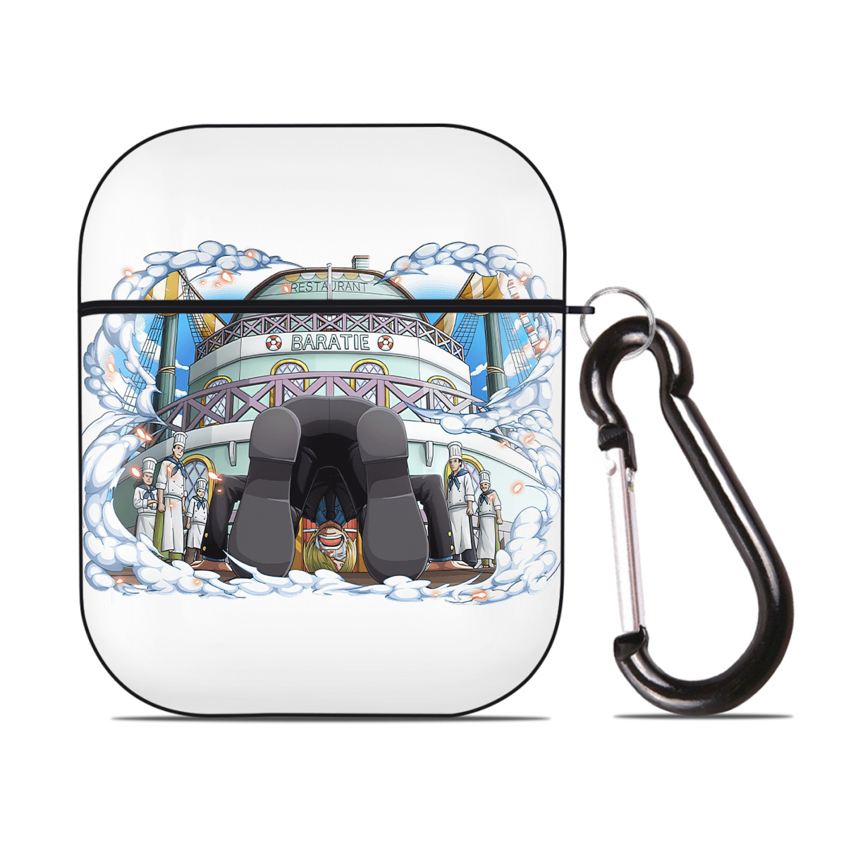 ワンピース サンジ ONE PIECE Sanji AirPods 第2世代保護ケース ハードシェル ブラック 耐衝撃・防指紋・カラビナ付き