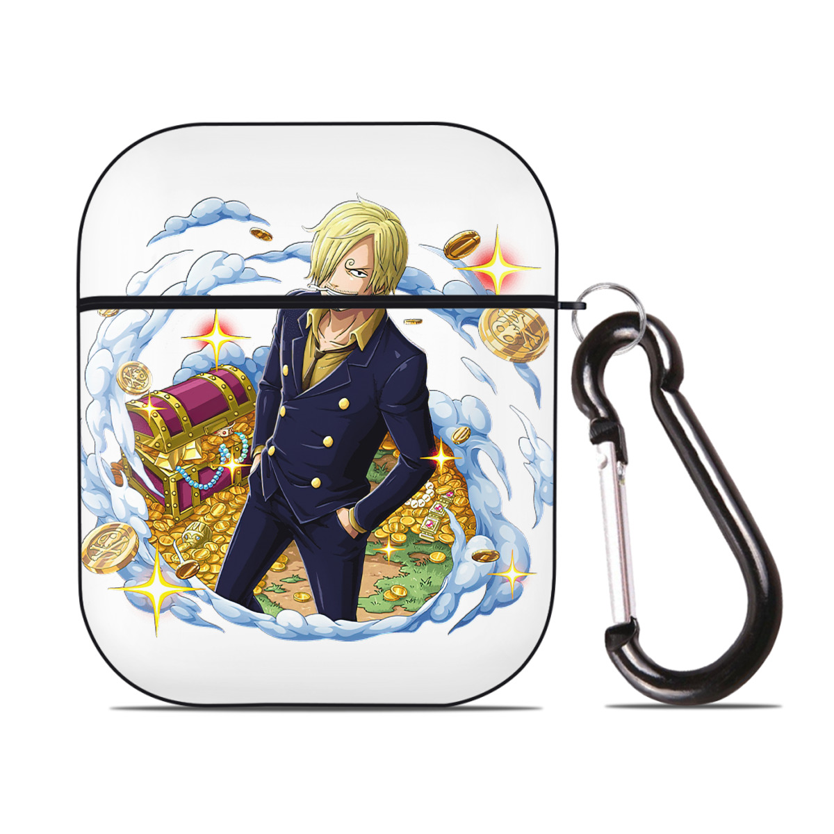 ワンピース サンジ ONE PIECE Sanji AirPods 第2世代保護ケース ハードシェル ブラック 耐衝撃・防指紋・カラビナ付き