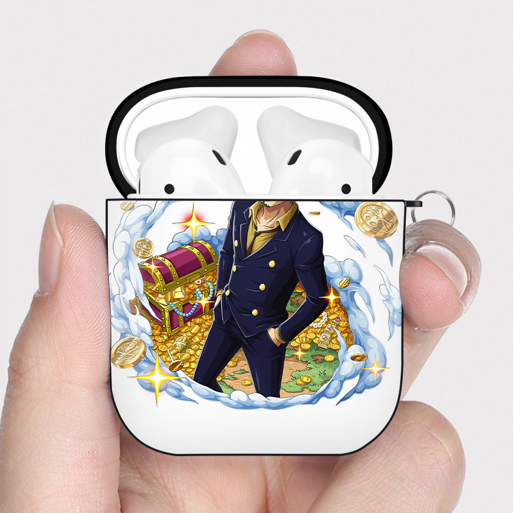 ワンピース サンジ ONE PIECE Sanji AirPods 第2世代保護ケース ハードシェル ブラック 耐衝撃・防指紋・カラビナ付き