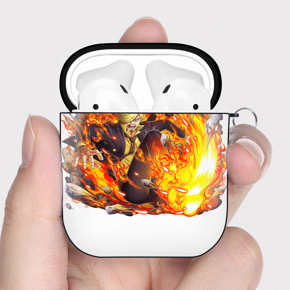 ワンピース サンジ ONE PIECE Sanji AirPods 第2世代保護ケース ハードシェル ブラック 耐衝撃・防指紋・カラビナ付き