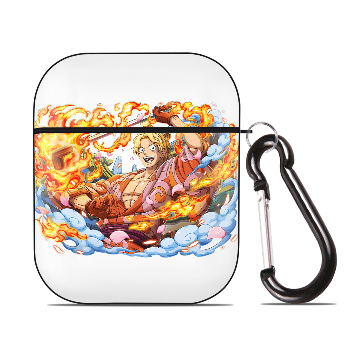 ワンピース サンジ ONE PIECE Sanji AirPods 第2世代保護ケース ハードシェル ブラック 耐衝撃・防指紋・カラビナ付き