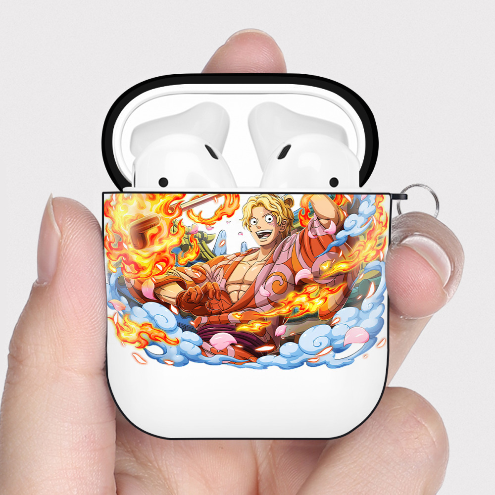 ワンピース サンジ ONE PIECE Sanji AirPods 第2世代保護ケース ハードシェル ブラック 耐衝撃・防指紋・カラビナ付き