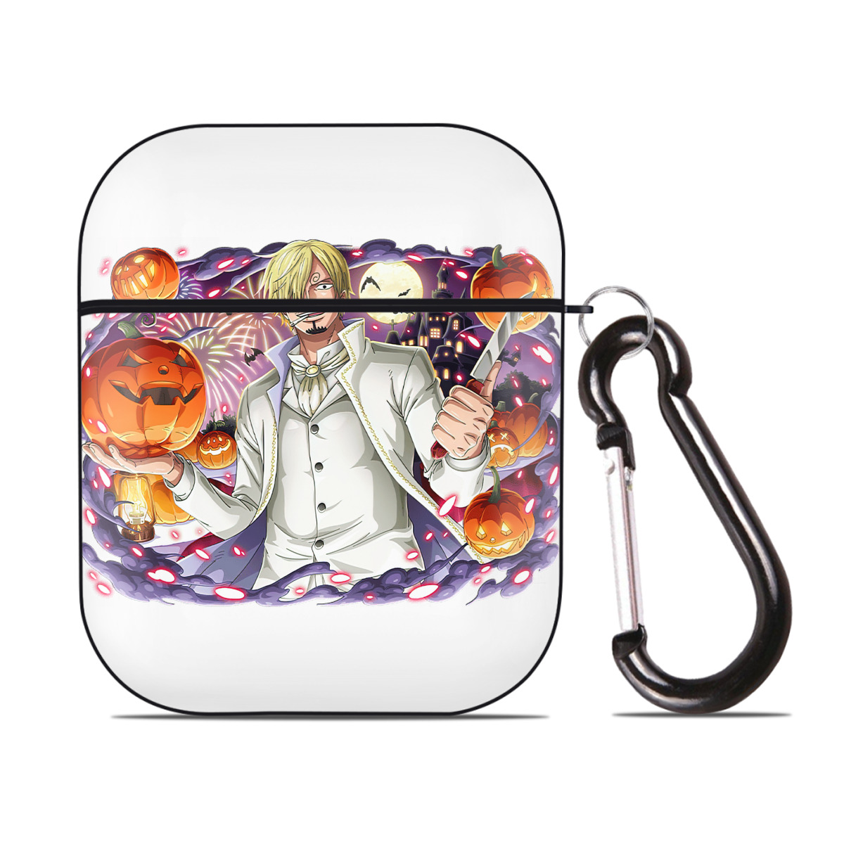 ワンピース サンジ ONE PIECE Sanji AirPods 第2世代保護ケース ハードシェル ブラック 耐衝撃・防指紋・カラビナ付き