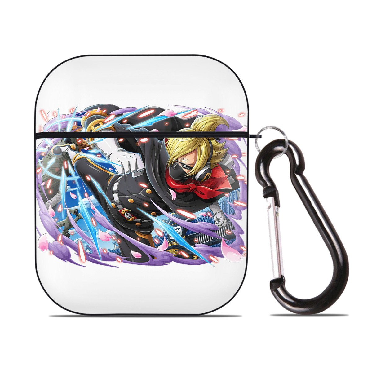ワンピース サンジ ONE PIECE Sanji AirPods 第2世代保護ケース ハードシェル ブラック 耐衝撃・防指紋・カラビナ付き