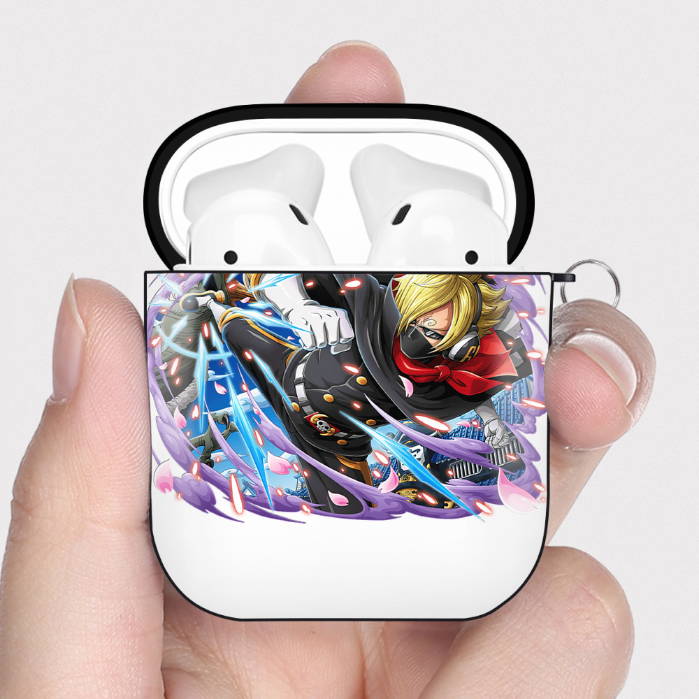 ワンピース サンジ ONE PIECE Sanji AirPods 第2世代保護ケース ハードシェル ブラック 耐衝撃・防指紋・カラビナ付き
