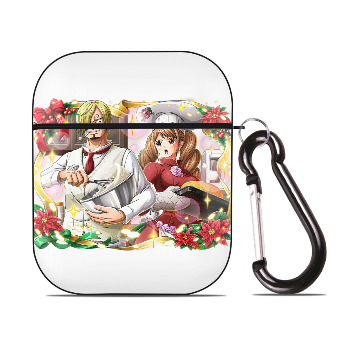 ワンピース サンジ ONE PIECE Sanji AirPods 第2世代保護ケース ハードシェル ブラック 耐衝撃・防指紋・カラビナ付き