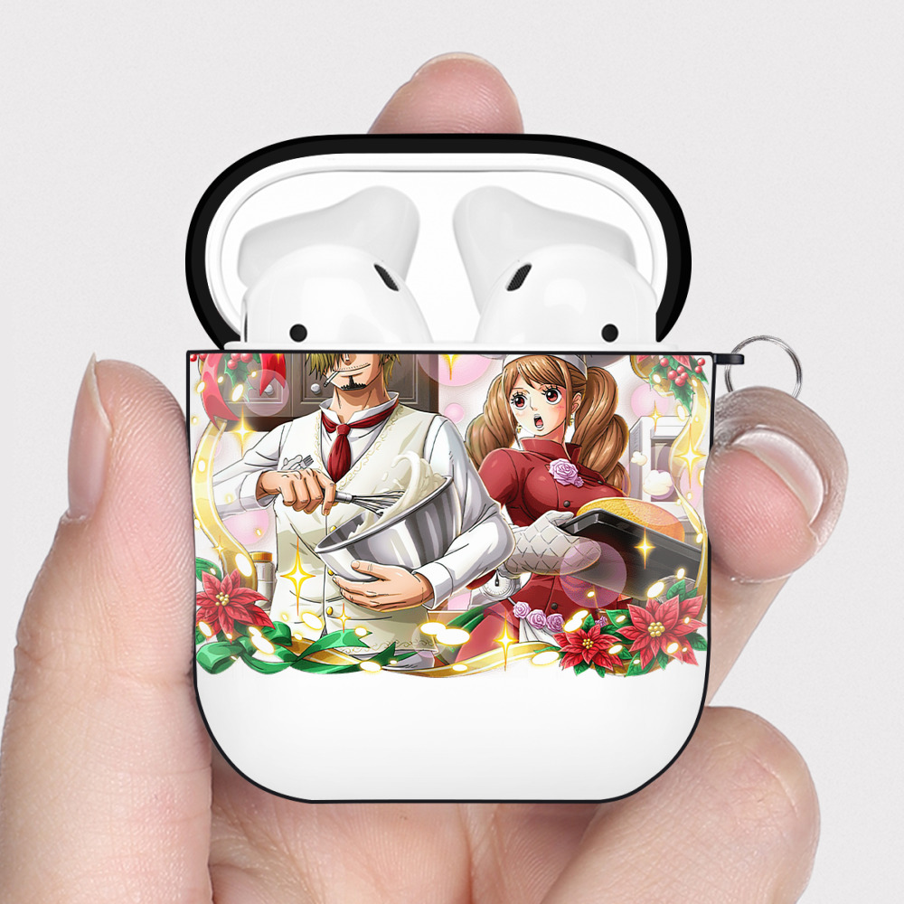 ワンピース サンジ ONE PIECE Sanji AirPods 第2世代保護ケース ハードシェル ブラック 耐衝撃・防指紋・カラビナ付き