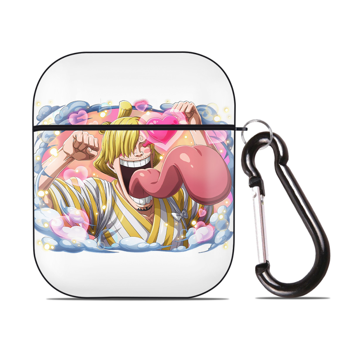 ワンピース サンジ ONE PIECE Sanji AirPods 第2世代保護ケース ハードシェル ブラック 耐衝撃・防指紋・カラビナ付き