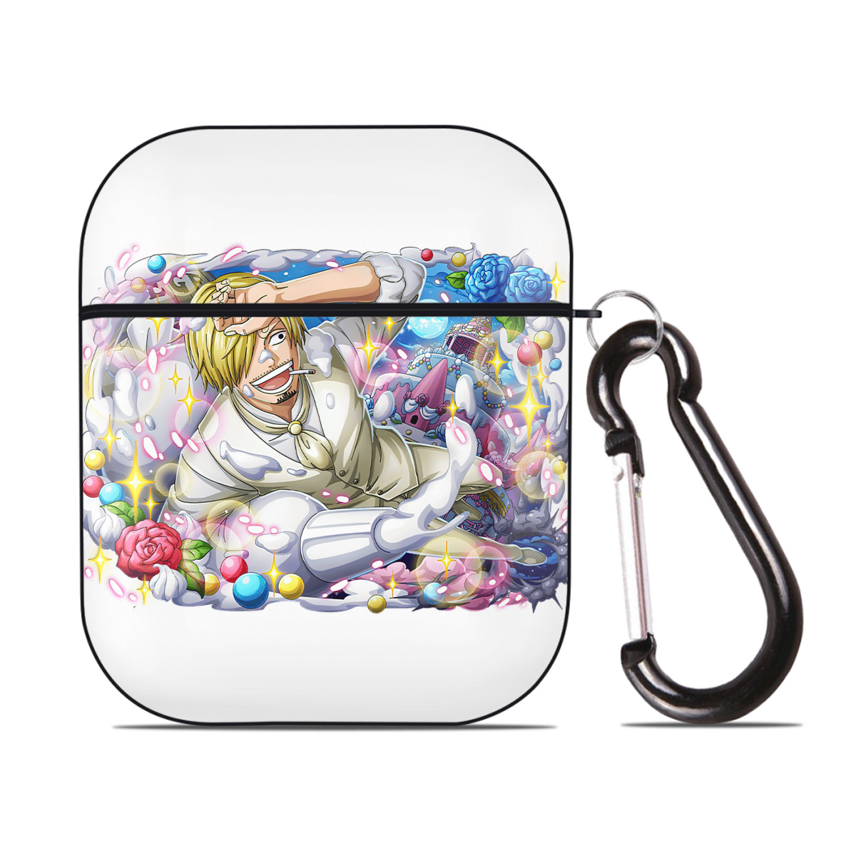 ワンピース サンジ ONE PIECE Sanji AirPods 第2世代保護ケース ハードシェル ブラック 耐衝撃・防指紋・カラビナ付き