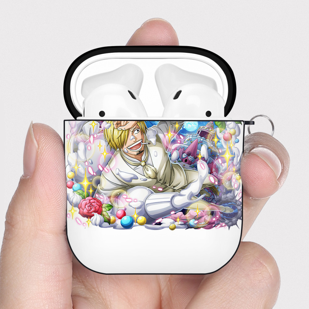 ワンピース サンジ ONE PIECE Sanji AirPods 第2世代保護ケース ハードシェル ブラック 耐衝撃・防指紋・カラビナ付き
