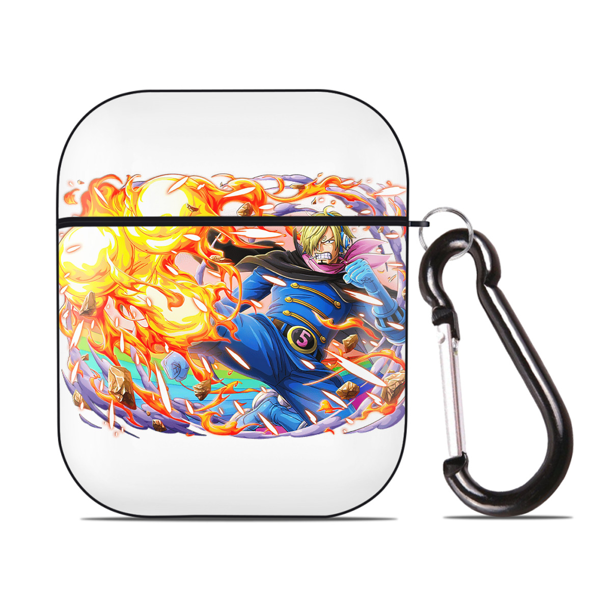 ワンピース サンジ ONE PIECE Sanji AirPods 第2世代保護ケース ハードシェル ブラック 耐衝撃・防指紋・カラビナ付き