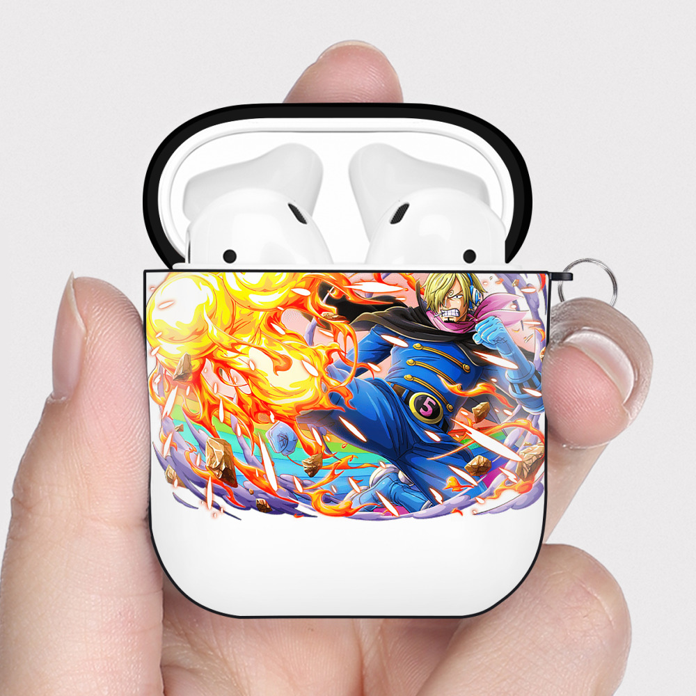 ワンピース サンジ ONE PIECE Sanji AirPods 第2世代保護ケース ハードシェル ブラック 耐衝撃・防指紋・カラビナ付き