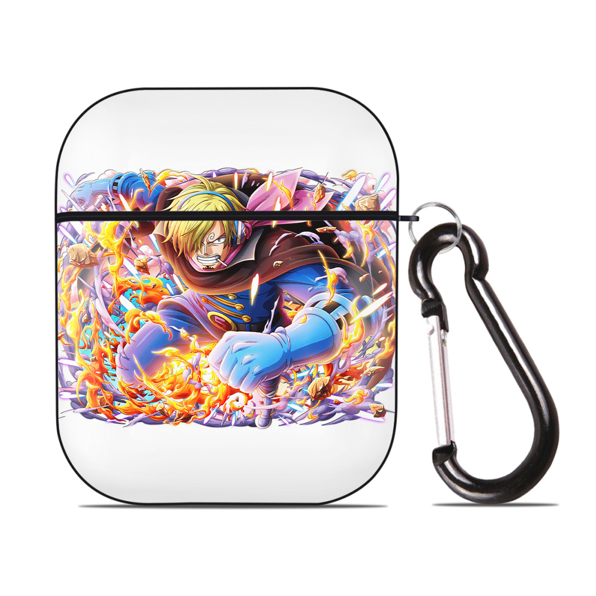 ワンピース サンジ ONE PIECE Sanji AirPods 第2世代保護ケース ハードシェル ブラック 耐衝撃・防指紋・カラビナ付き