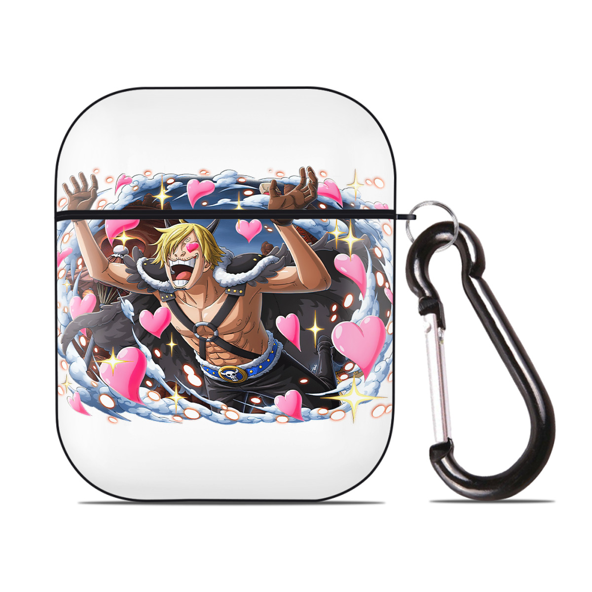 ワンピース サンジ ONE PIECE Sanji AirPods 第2世代保護ケース ハードシェル ブラック 耐衝撃・防指紋・カラビナ付き